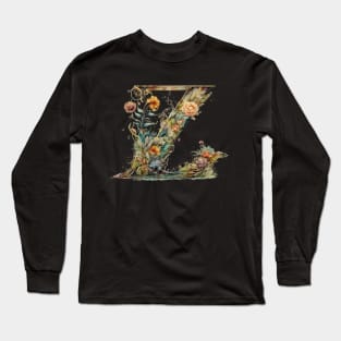 Floral Garden Watercolor Monogram Letter Z Long Sleeve T-Shirt
